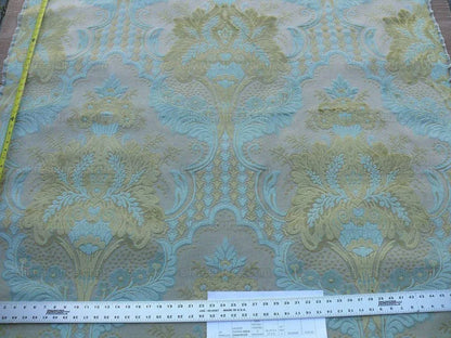 Scalamandre Lacerta Damask Cut Velvet Aqua Chartreuse MSRP USD 256/Y