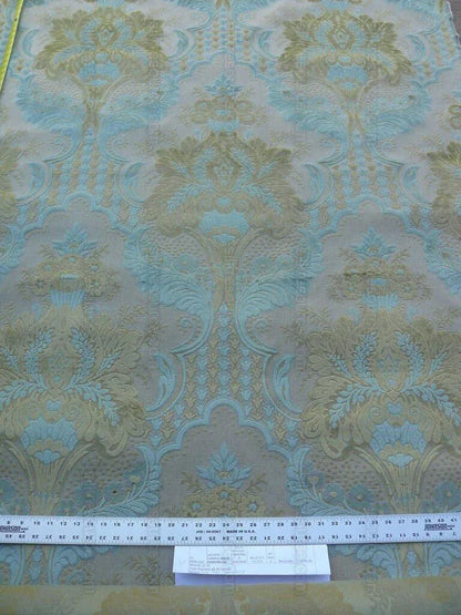Scalamandre Lacerta Damask Cut Velvet Aqua Chartreuse MSRP USD 256/Y