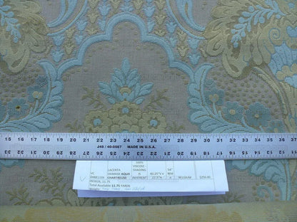 Scalamandre Lacerta Damask Cut Velvet Aqua Chartreuse MSRP USD 256/Y