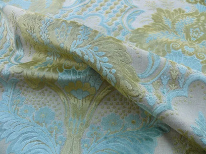 Scalamandre Lacerta Damask Cut Velvet Aqua Chartreuse MSRP USD 256/Y