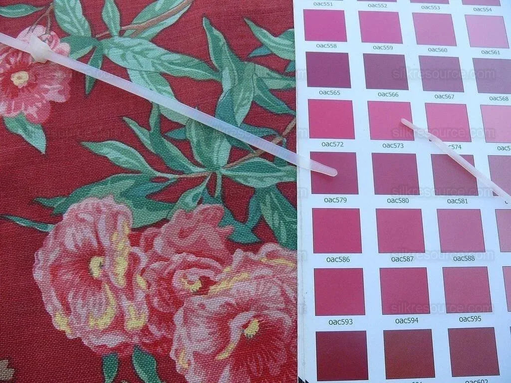 5.5y Scalamandre Cliveden Multi Red  Oleander flower Tree Branch Tropical Print on Cotton Linen  MSRP USD316/y