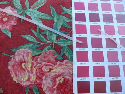 5.5y Scalamandre Cliveden Multi Red  Oleander flower Tree Branch Tropical Print on Cotton Linen  MSRP USD316/y