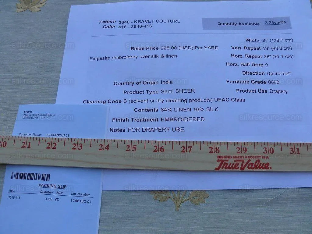 Kravet Couture Amazing Silk Linen Embroidery Gold 3.25y MSRP USD 741