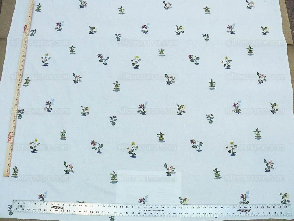 by yard Lee Jofa Derby Embroidery Hand Crewel Linen Small Sprig MSRP USD 336Y