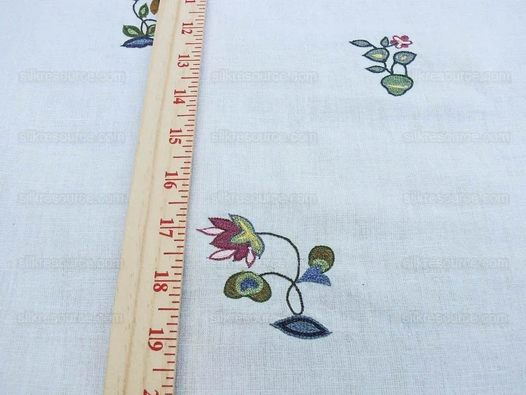 by yard Lee Jofa Derby Embroidery Hand Crewel Linen Small Sprig MSRP USD 336Y
