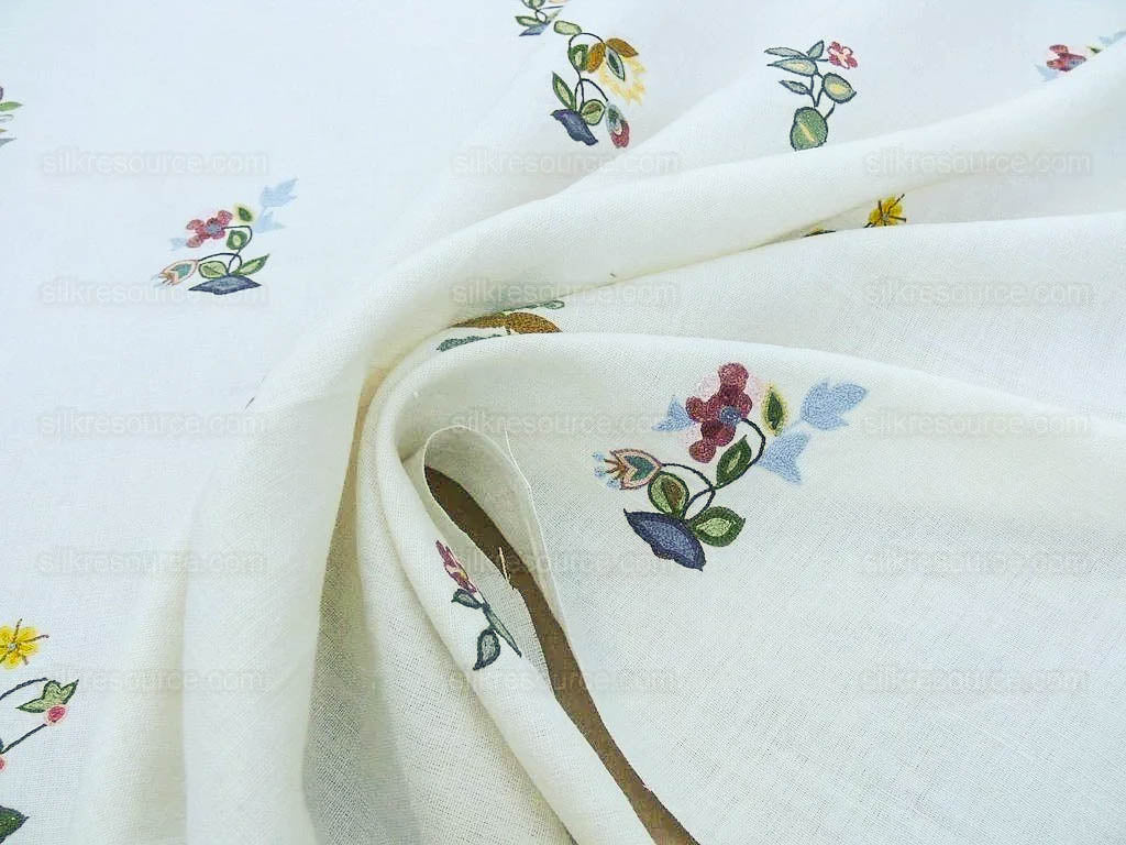 by yard Lee Jofa Derby Embroidery Hand Crewel Linen Small Sprig MSRP USD 336Y