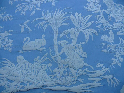 Pierre Frey Les Quatre Vents Jean Baptiste Huet Silk Damask Blue