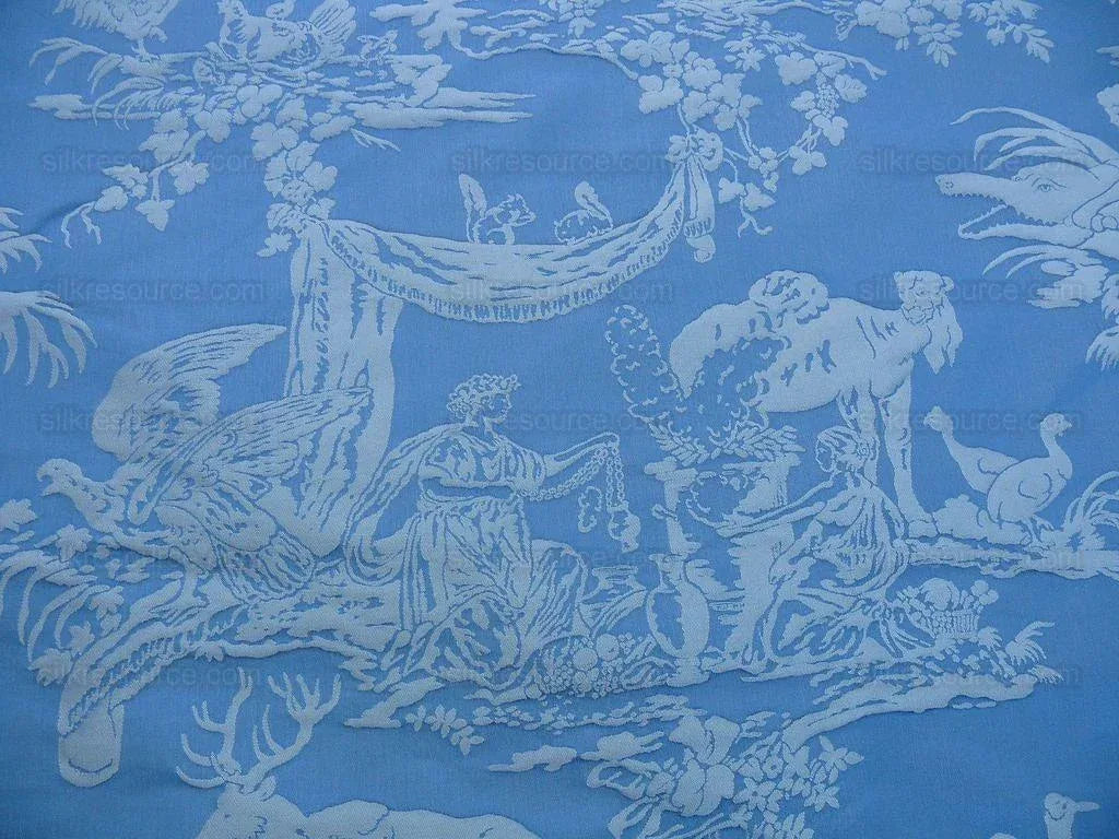Pierre Frey Les Quatre Vents Jean Baptiste Huet Silk Damask Blue