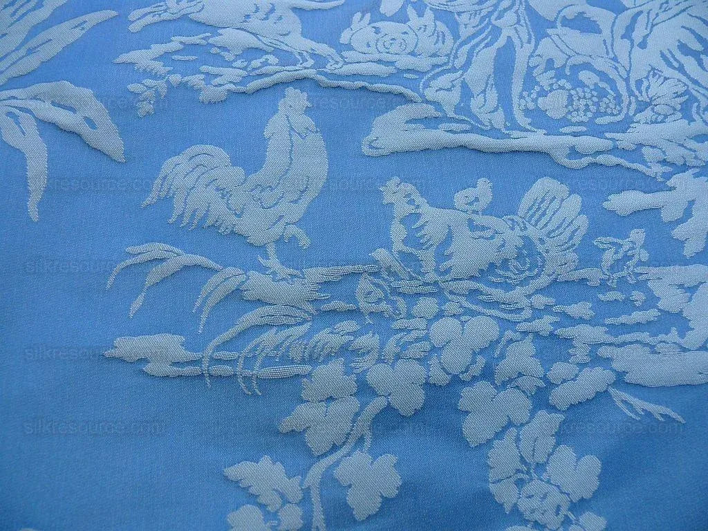 Pierre Frey Les Quatre Vents Jean Baptiste Huet Silk Damask Blue