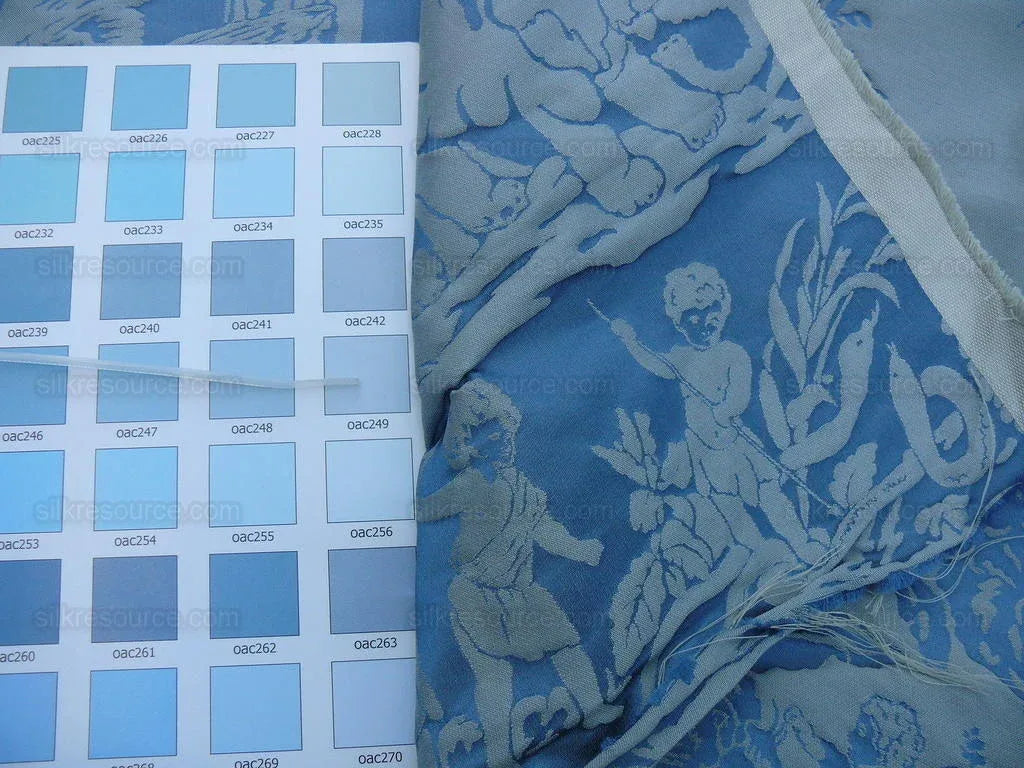 Pierre Frey Les Quatre Vents Jean Baptiste Huet Silk Damask Blue