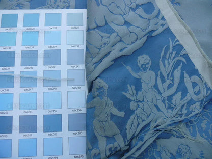 Pierre Frey Les Quatre Vents Jean Baptiste Huet Silk Damask Blue