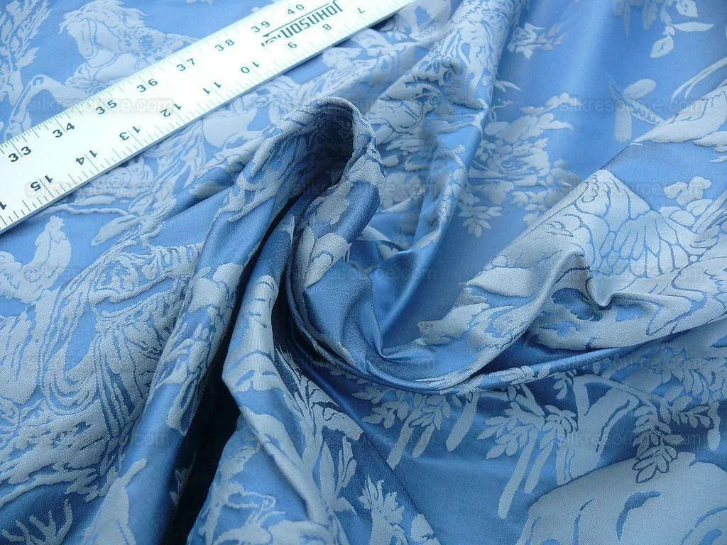 Pierre Frey Les Quatre Vents Jean Baptiste Huet Silk Damask Blue