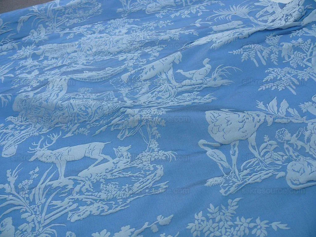 Pierre Frey Les Quatre Vents Jean Baptiste Huet Silk Damask Blue