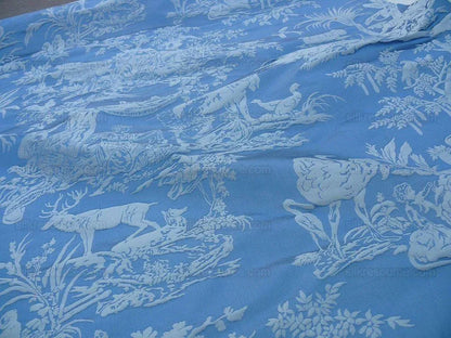 Pierre Frey Les Quatre Vents Jean Baptiste Huet Silk Damask Blue