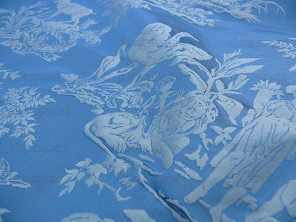 Pierre Frey Les Quatre Vents Jean Baptiste Huet Silk Damask Blue