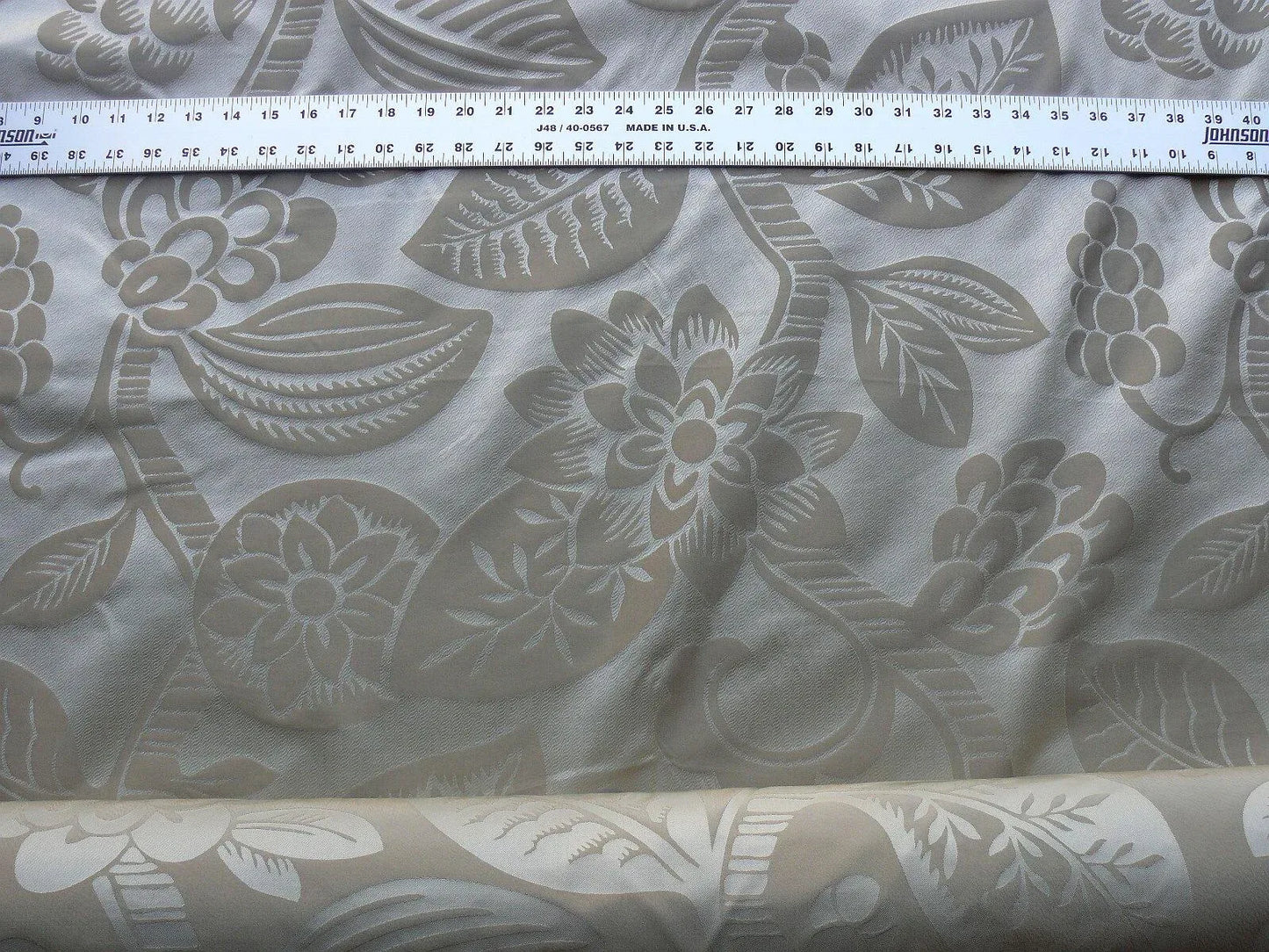 OLD WORLD WEAVERS 100% SILK DAMASK CARLSTEN TAUPE MSRP$278/Y
