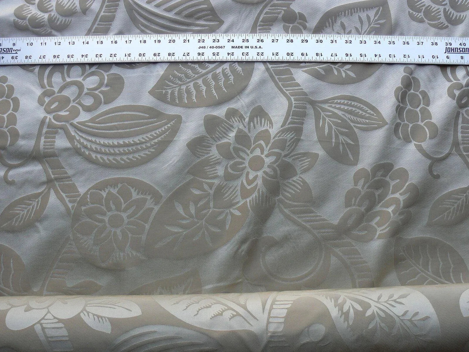 OLD WORLD WEAVERS 100% SILK DAMASK CARLSTEN TAUPE MSRP$278/Y