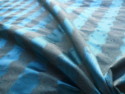Old World Weavers Silk Leaves Stripe Azure Blue Foliage MSRP USD216/y by yard