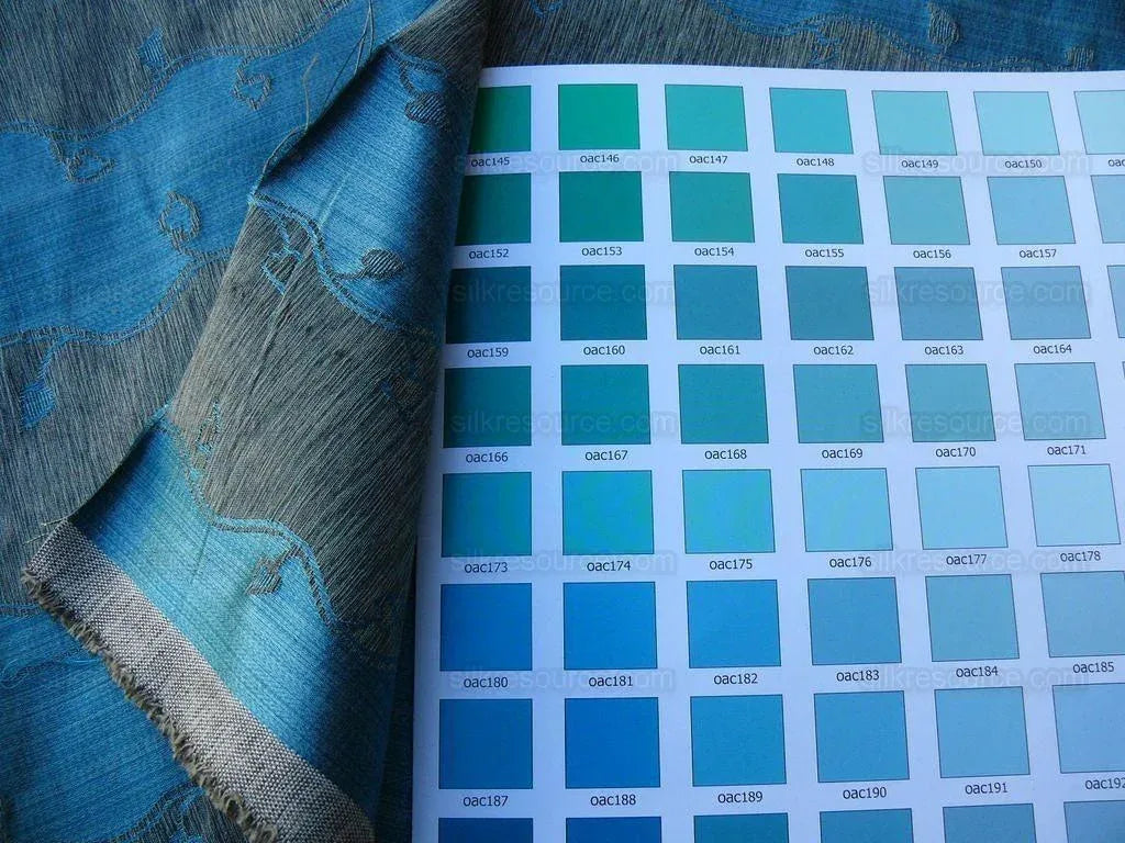 Old World Weavers Silk Leaves Stripe Azure Blue Foliage MSRP USD216/y by yard