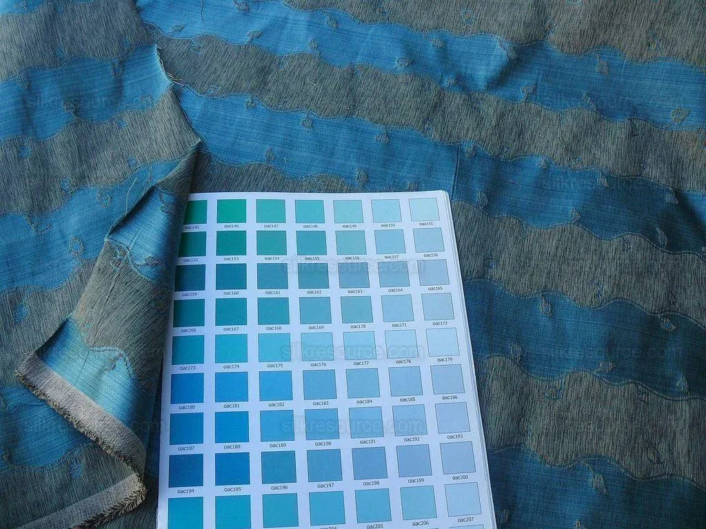 Old World Weavers Silk Leaves Stripe Azure Blue Foliage MSRP USD216/y by yard