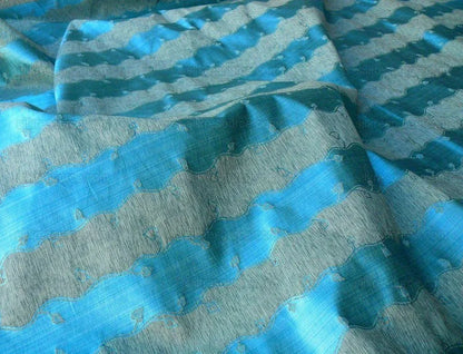 Old World Weavers Silk Leaves Stripe Azure Blue Foliage MSRP USD216/y by yard