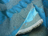 OLD WORLD WEAVERS SILK LEAVES STRIPE AZURE BLUE FOLIAGE RT$150