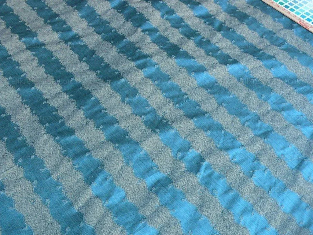 Old World Weavers Silk Leaves Stripe Azure Blue Foliage MSRP USD216/y by yard