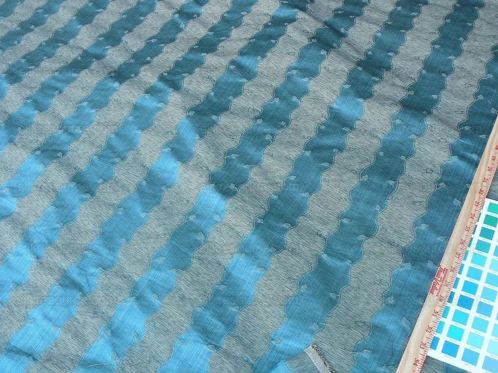 Old World Weavers Silk Leaves Stripe Azure Blue Foliage MSRP USD216/y by yard