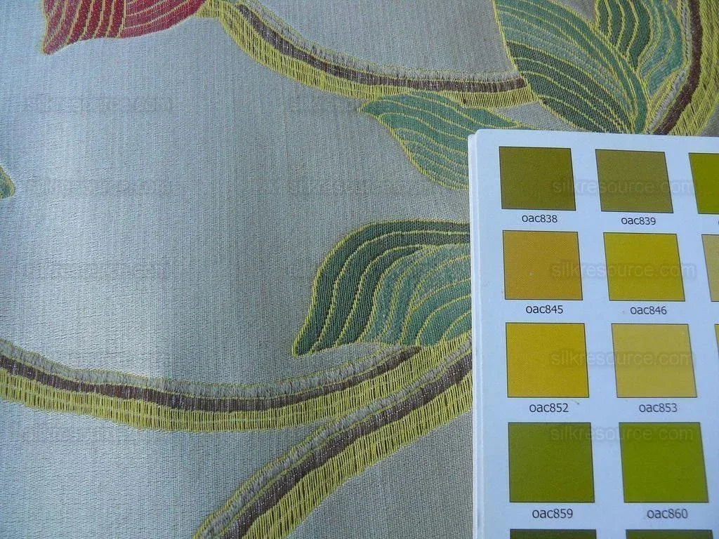 Scalamandre Caserta Lampas Silk Wool Pom Lilies Beige Red MSRP USD 496/Y