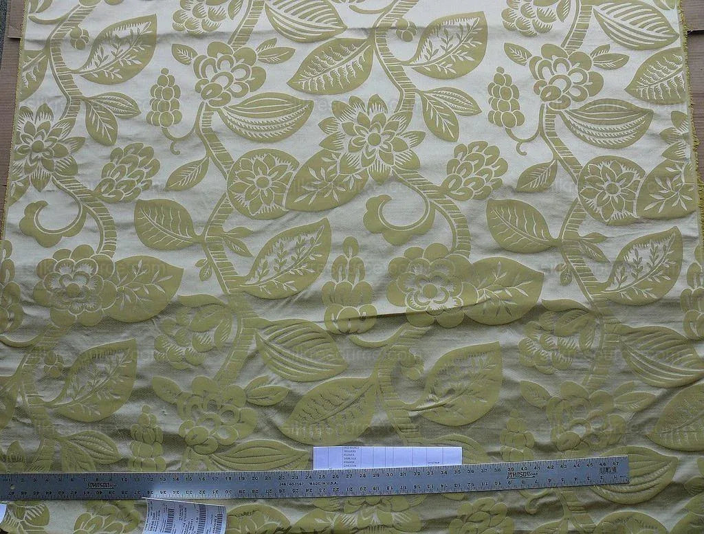 Old World Weavers 100% Silk Damask Carlsten Chartreus MSRP USD 278/Y