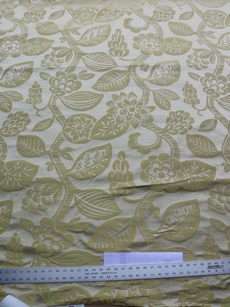 Old World Weavers 100% Silk Damask Carlsten Chartreus MSRP USD 278/Y