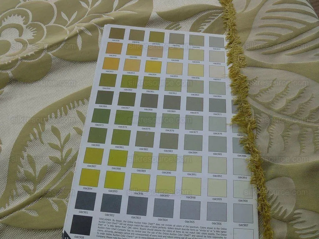 Old World Weavers 100% Silk Damask Carlsten Chartreus MSRP USD 278/Y