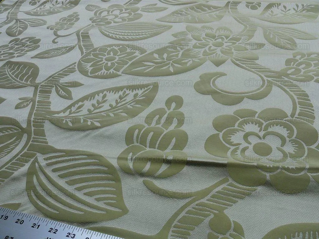 Old World Weavers 100% Silk Damask Carlsten Chartreus MSRP USD 278/Y