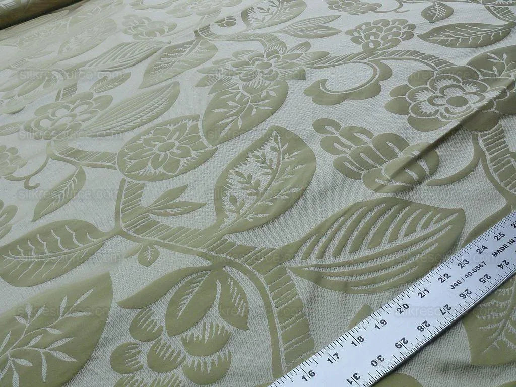Old World Weavers 100% Silk Damask Carlsten Chartreus MSRP USD 278/Y