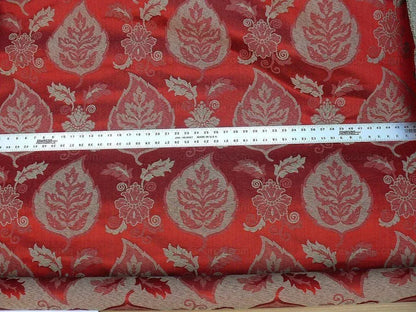 By Yard Scalamandre Old World Weavers Silk Leaves Russet Red Foliage Grey Watkins Autumn Colors MSRP US216/Y
