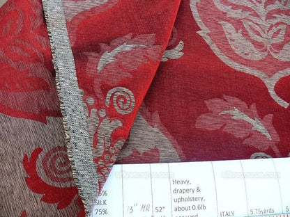 By Yard Scalamandre Old World Weavers Silk Leaves Russet Red Foliage Grey Watkins Autumn Colors MSRP US216/Y