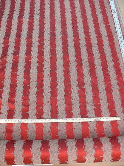 Old World Weavers Silk Leaves Stripe Russet Red Foliage Lampas MSRP USD216/y