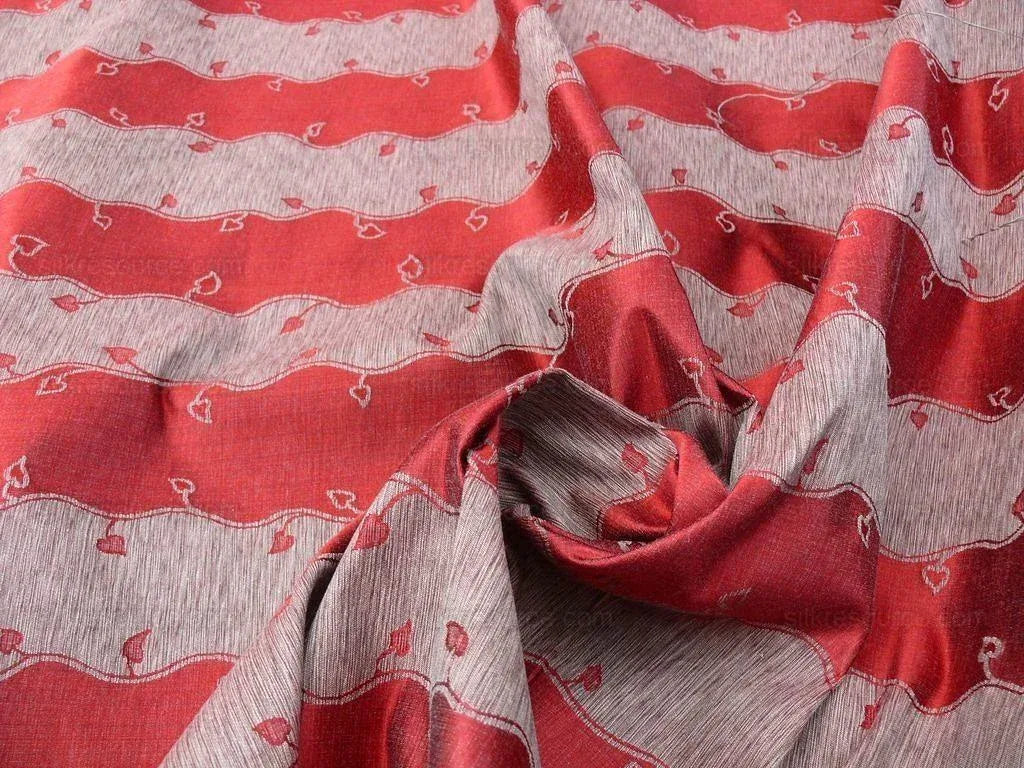 Old World Weavers Silk Leaves Stripe Russet Red Foliage Lampas MSRP USD216/y