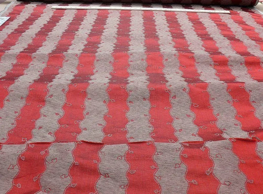 Old World Weavers Silk Leaves Stripe Russet Red Foliage Lampas MSRP USD216/y