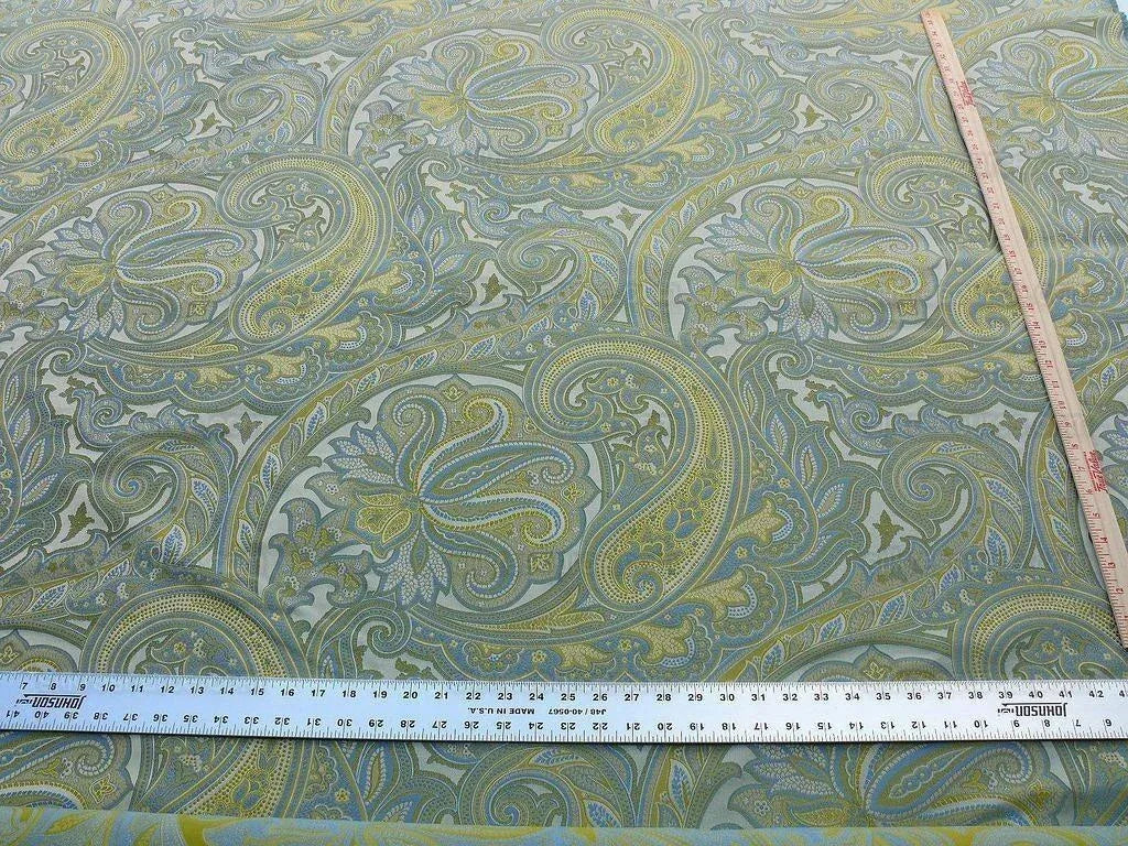 By Yard Scalamandre Villa Rizzardi Chartreuse/sky Blue Paisley Thick Silk Damask MSRP USD 276Y