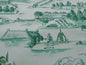 4.5Y SCALAMANDRE TOILE SCENES FROM TUSCANY- GREEN on WHITE MSRP$