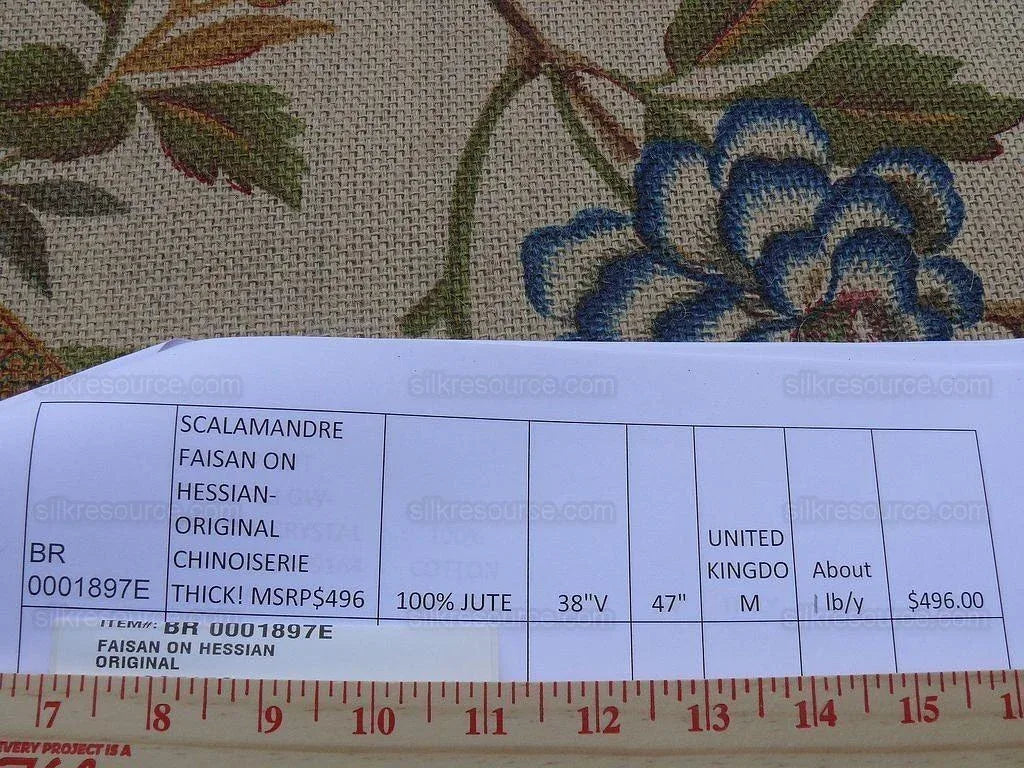 3.9y Scalamandre Faisan Hessian-chinoiserie Original MSRP USD 496