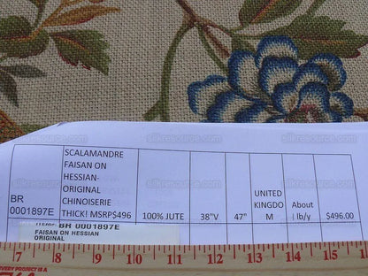 6.9y Scalamandre Faisan Hessian-chinoiserie Original MSRP USD 496