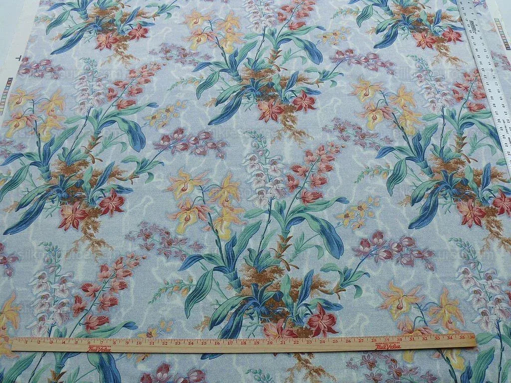 By yard Scalamandre Bourquet Marlyn Park -  Multi/blue Linen MSRP USD 188/y