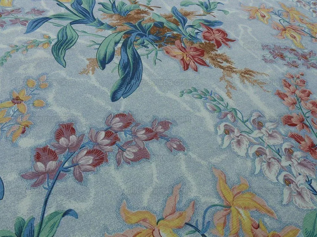 By yard Scalamandre Bourquet Marlyn Park -  Multi/blue Linen MSRP USD 188/y