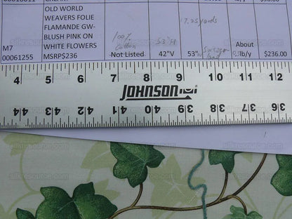 By Yd Old World Weavers Folie Flamande Gw- Pink On White Flowers 33-screen!  MSRP USD 236/Y