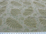 Scalamandre Fossils Dark Green On Beige Embroidery Fern Foliage Chenille on Cotton MSRP USD 372/y - By The Yard