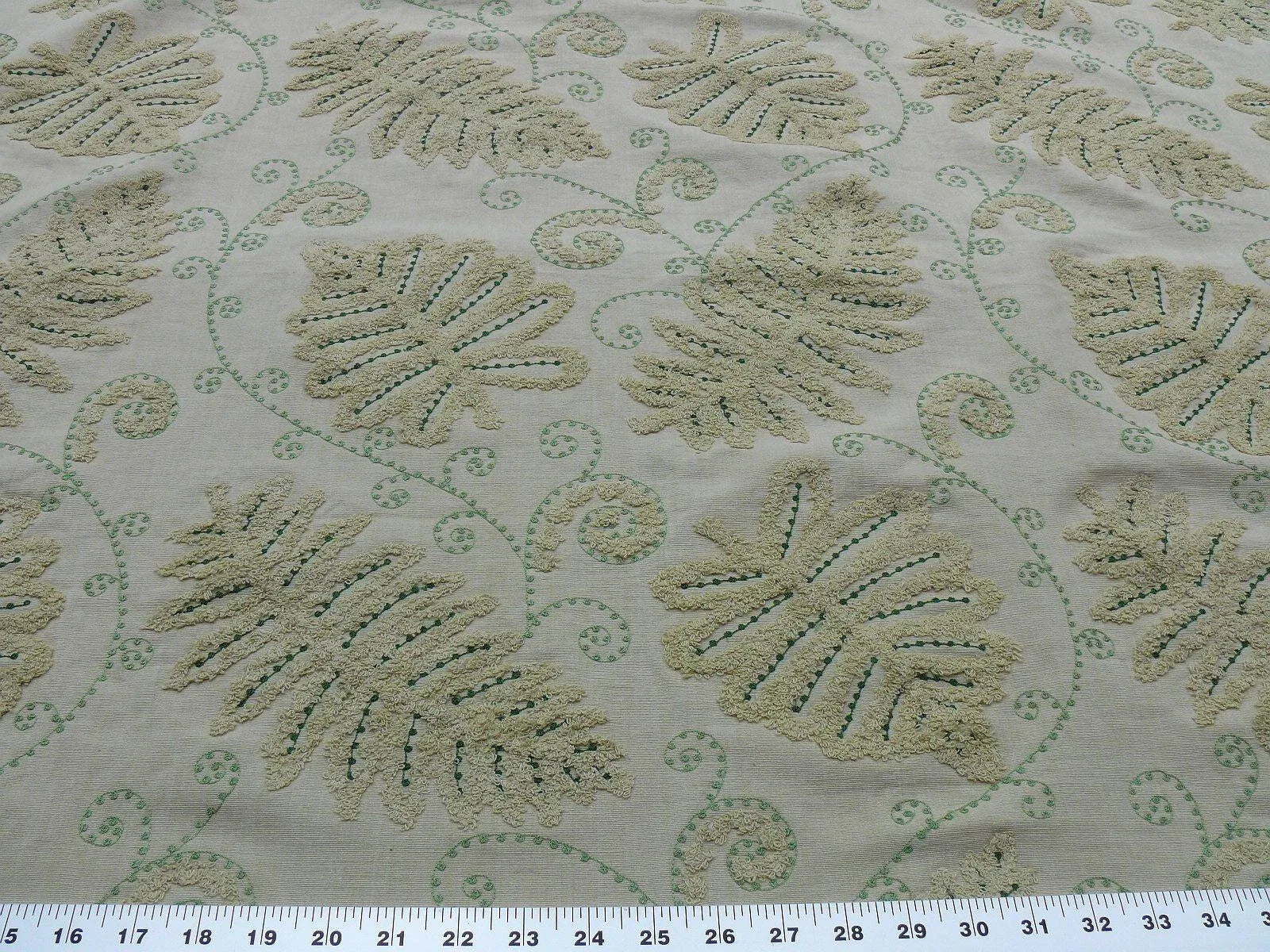 BY YARD SCALAMANDRE FOSSILS-DARK GREEN ON BEIGE MSRP$372