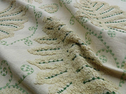 By Yard Scalamandre Fossils-dark Green On Beige Embroidery MSRP USD 372/y