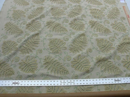 By Yard Scalamandre Fossils-dark Green On Beige Embroidery MSRP USD 372/y
